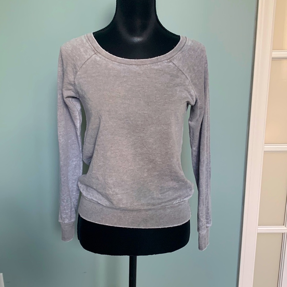 Chaser Gray Raglan Cozy Casual Long Sleeve Sweatshirt Women XS Made in USA